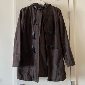 Ambiance Apparel, Brown Hooded Peacoat, Women’s Size Small